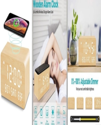 Wooden Clock with Wireless charger