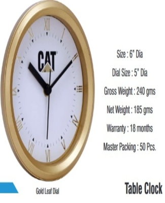 TABLE CLOCKS : CAT GOLD LEAF DIAL