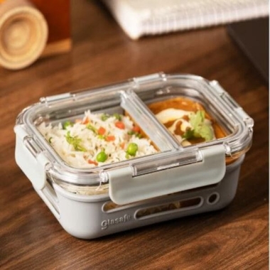Fresh Grip Compartment Tiffin - 580ML  (Grey)