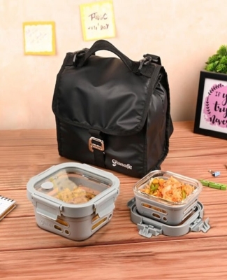 Carry & Go Combo 1- 1pc 320ml Tiffin+ 1pc 520ml Tiffin+ 1pc Grip 'N' Go Lunch Bag