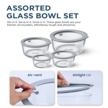 Assorted Glass Bowl Set Combo  (Soothing Slate)