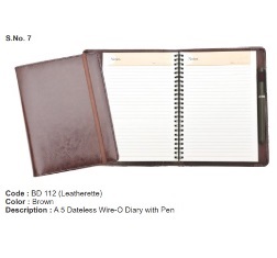 A 5 Dateless Wire-O Diary with Pen (176 Pages)