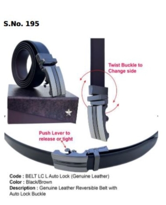 Reversible Belt with Autolock Buckle - Genuine Leather