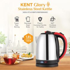 KENT GLORY STAINLESS STEEL KETTLE 1.8 L