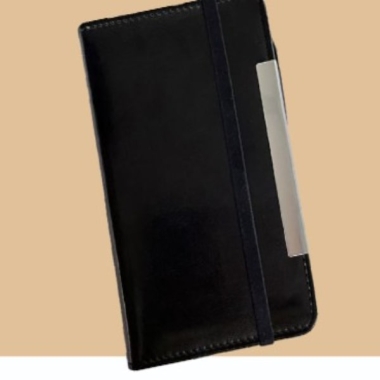B 7 Dateless wire-o diary with pen (154 Pages), Black/Camel