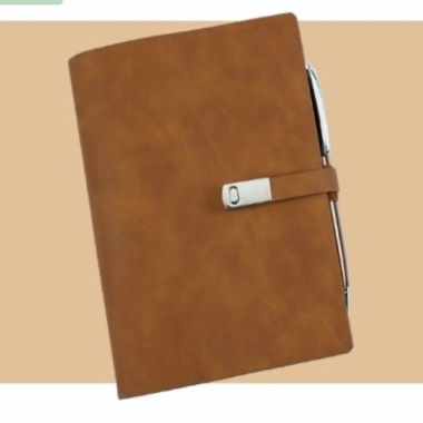 Premium notebook with metal pen (296 Pages) Size:159 X 118 mm -GENUINE LEATHER without pen, Brown