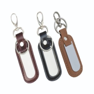 Key Ring with Dog Hook - Genuine Leather, Black/Brown