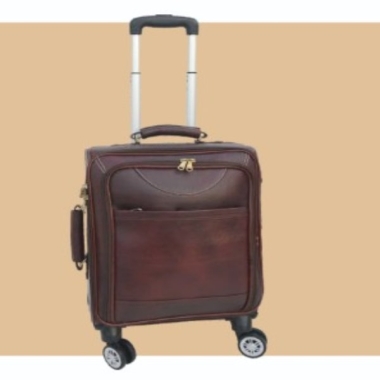 Cabin Trolley Bag - Genuine Leather (4 Wheeler), Brown
