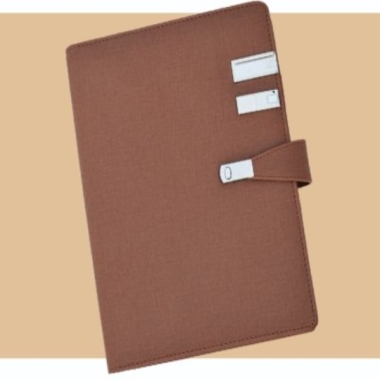 A 5 Executive undated organiser with metal pen & USB Drive metal Case (250 Pages) .Memory Chip (8/16/32 GB) Price Extra without pen, Brown
