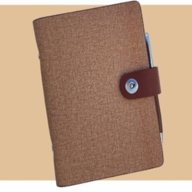 Premium undated organiser with metal pen (250 Pages) Size : 172 X 120 mm without pen, Tan/Camel