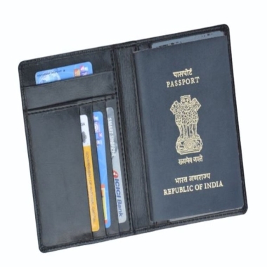 Passport Cover with card slots - Leatherette, Black