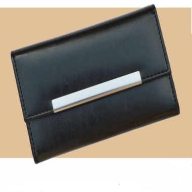 Female Clutch Wallet - Leatherette, Black/Brown