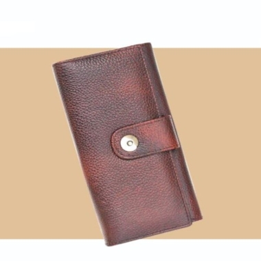 Female Clutch Wallet - Genuine Leather, Brown