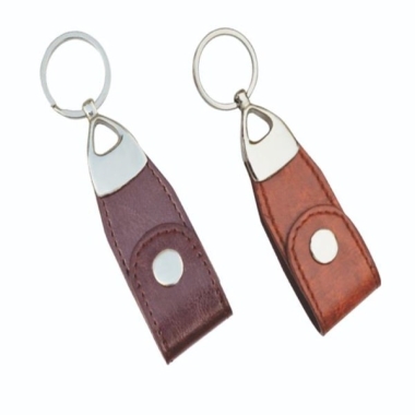 Key Ring - Leatherette, Brown/Tan