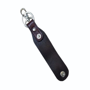 Key Ring with Dog Hook- Genuine Leather, Brown