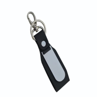 Key Ring with Dog Hook- Genuine Leather, Black