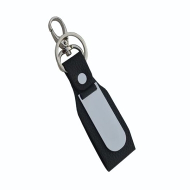 Key Ring with Dog Hook - Genuine Leather, Black