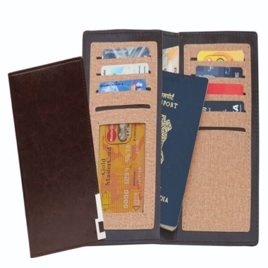 Passport & Travel Wallet - Leatherette, Black + Grey