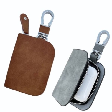 Apple AirPods Case (All Models) - Leatherette, Tan/Grey