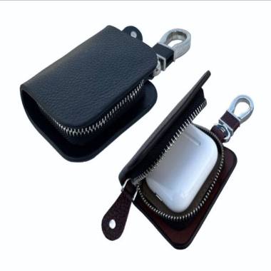 Apple AirPods Case (All Models) - Genuine Leather, Black/Brown