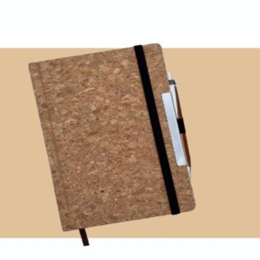 A 5 Dateless hard bound notebook with metal pen (192 Pages) - Eco-Friendly without pen, Cork