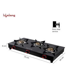 Glass Manual Gas Stove  (3 Burners)