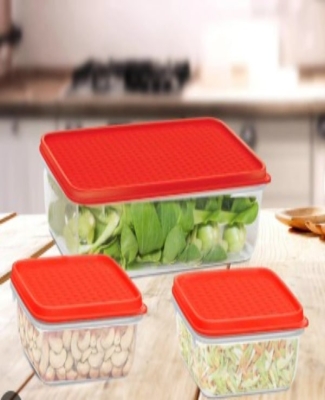 KITCHEN CONTAINER FLAT MAX MINI-3 PCS SET-(600 ML 2PCS + 2500 M