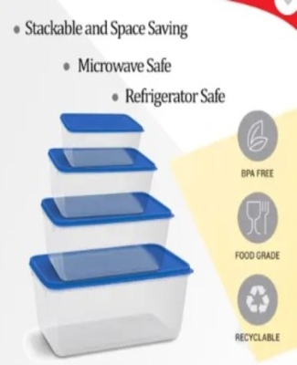 KITCHEN CONTAINER FLAT MAX LARGE-4 PCS SET (1200 +1800 +3000 +4