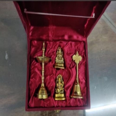 Religious Red Velvet Pooja Set