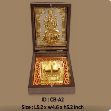 Laxmi Photo Frame with charan Paduka Wooden