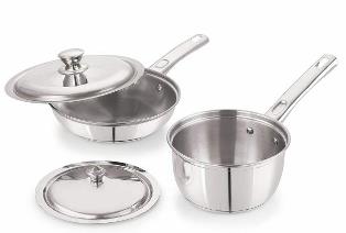 Cookware Set Induction (Frying Pan  16cm, Sauce Pan 20cm + SS Lid 2pcs)- 4 Pcs