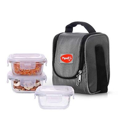 Therma Fresh Glass Lunch Box  3 Pcs Set Square