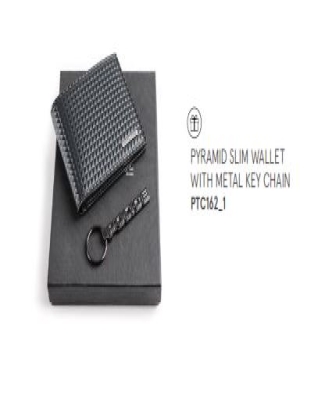 PYRAMID SLIM WALLET  & METAL KEY CHAIN