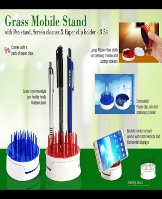Grass Mobile stand with Pen stand, screen cleaner & paper clip holder
