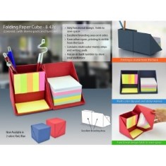 Folding paper cube in color (with memopad and tumbler) B47C