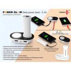 PowerGlow Desk power bank with dual USB ports (3,000 mAh) C43