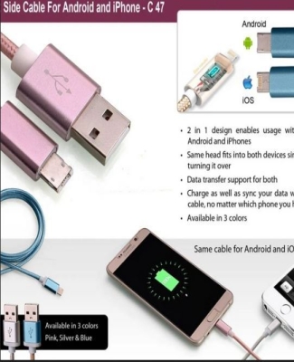 2 side cable for Android and iPhone C47