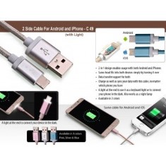 2 side cable for Android and iPhone with light C49