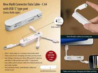 New Multi Connector Data Cable set (Swiss Knife style) (With USB C Type) C64