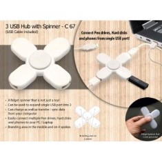 3 USB hub with spinner (cable included) C67
