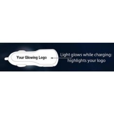 BrandGlow: Light up car charger with Full branding area (Dual USB Ports) (2.4A output) C68