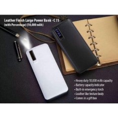 Leather Finish Large Power Bank with Torch (with capacity indicator) (10,000 mAh) C73