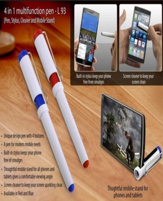 4 in 1 multifunction pen (Pen, Stylus, Cleaner and Mobile Stand)