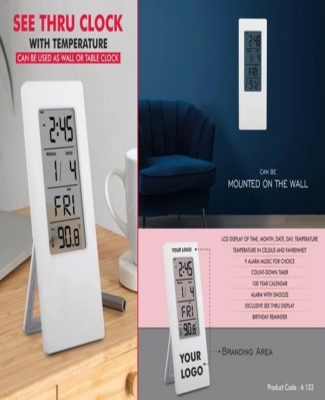 See Thru clock with temperature | Can be used as wall or table clock