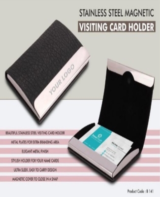 Stainless Steel Magnetic Visiting Card holder- Black