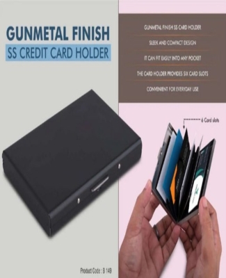 Gunmetal finish SS Credit card holder | 6 Card slots