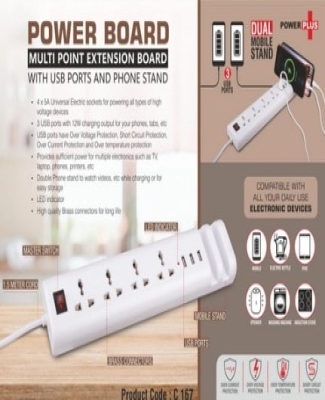 Power Board: Multi point extension board with USB ports and phone stand