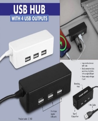 USB hub with 4 USB outputs | Type C output port | 1 mtr cable