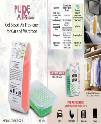 Pure Air Mini: Gel based air freshener for Car and wardrobe | With open/close mechanism | Net 50 grams