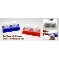 Egg shaped salt & pepper shaker set with stand E91